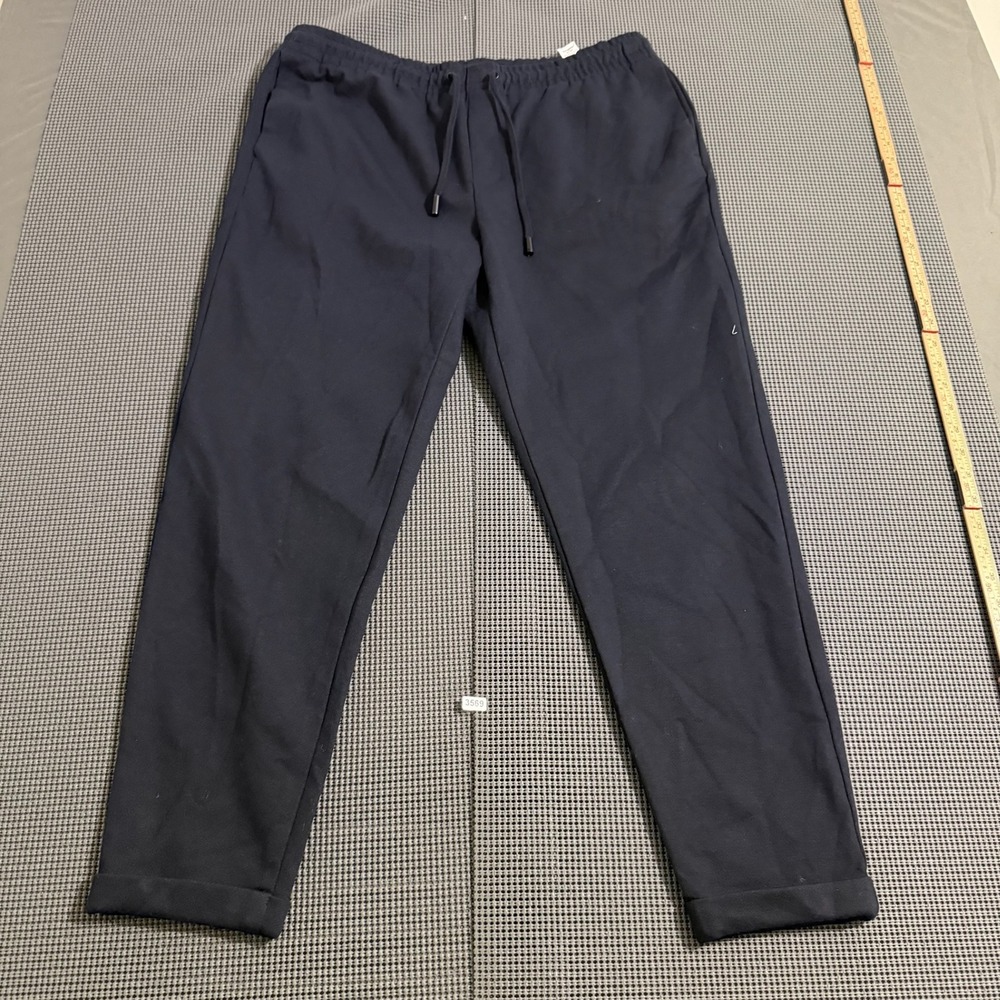 Zara Womens XL Navy Blue Drawstring Elastic Waist Cuffed Jogger Pants